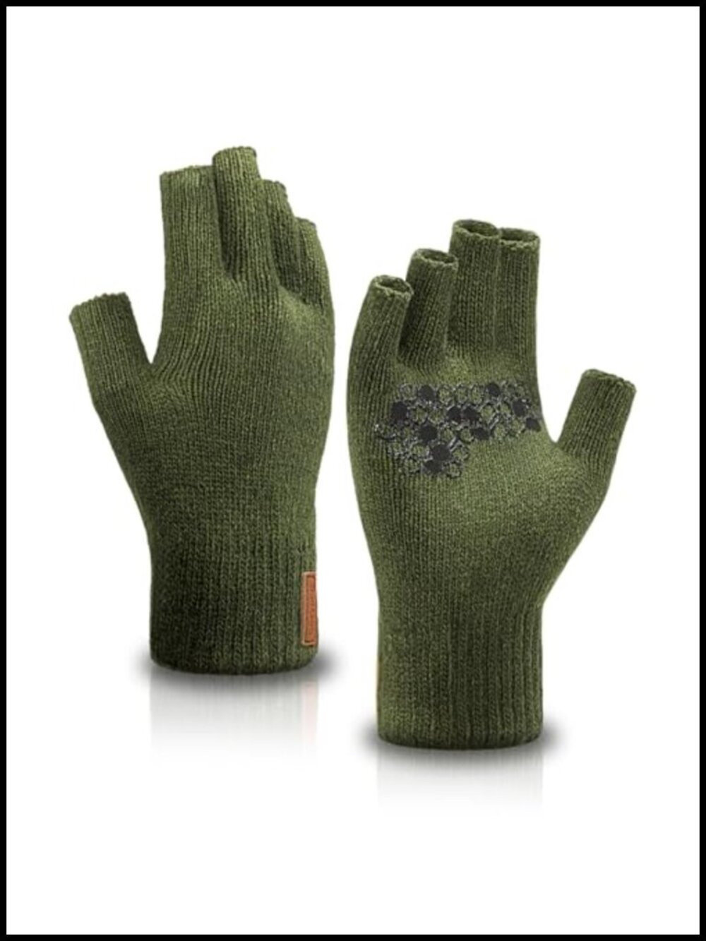 Merino Wool Fingerless Gloves Anti-Slip Knit Half Finger